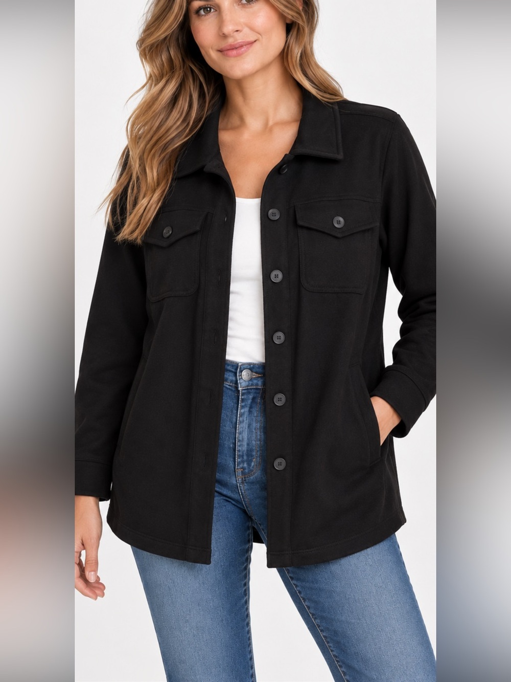 Torrid Active Women’s Size 3 Black Longline Button Front Shirt Jacket Shacket